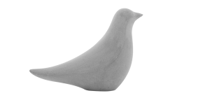 Large Finch Bird Cement Grey Polystone Decor Sculpture - Head Up (5)