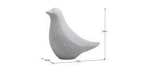 Large Finch Bird Cement Grey Polystone Decor Sculpture - Head Up (7)