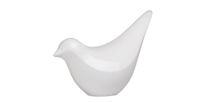 Large Finch Bird White Polystone Decor Sculpture - Head Down (1)