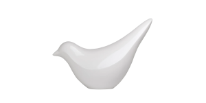 Large Finch Bird White Polystone Decor Sculpture - Head Down (3)