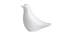 Large Finch Bird White Polystone Decor Sculpture - Head Up (1)