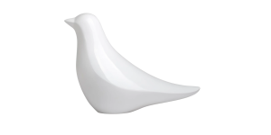 Large Finch Bird White Polystone Decor Sculpture - Head Up (3)