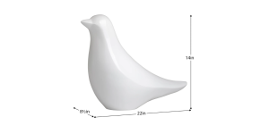 Large Finch Bird White Polystone Decor Sculpture - Head Up (4)