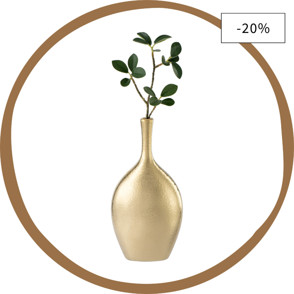 Lilo Dimpled Ceramic 8.75h” Vase – Gold