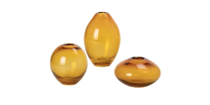 Mini Lustre Assorted 3 Piece Amber Glass Vase Set