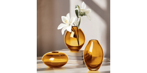 Mini Lustre Assorted 3 Piece Amber Glass Vase Set (2)