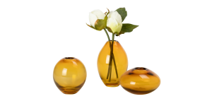 Mini Lustre Assorted 3 Piece Amber Glass Vase Set (3)