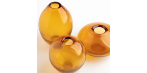 Mini Lustre Assorted 3 Piece Amber Glass Vase Set