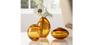 Mini Lustre Assorted 3 Piece Amber Glass Vase Set (7)