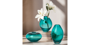 Mini Lustre Assorted 3 Piece Turquoise Glass Vase Set (2)