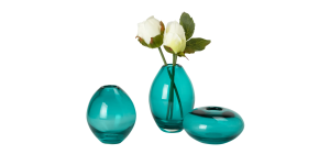 Mini Lustre Assorted 3 Piece Turquoise Glass Vase Set