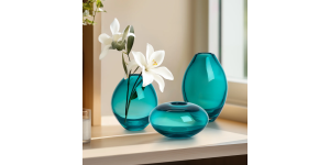 Mini Lustre Assorted 3 Piece Turquoise Glass Vase Set (6)