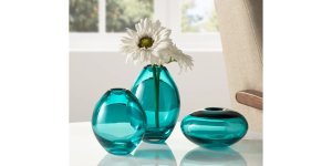 Mini Lustre Assorted 3 Piece Turquoise Glass Vase Set