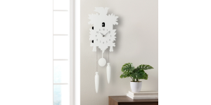 Modern Motion 23h” Cuckoo Clock with Removable Pendulum – White