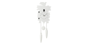 Modern Motion 23h” Cuckoo Clock with Removable Pendulum – White