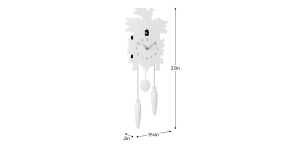 Modern Motion 23h” Cuckoo Clock with Removable Pendulum – White