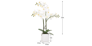 Orchid Potted Faux Triple Stem 23″ – White