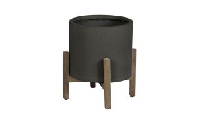 Patio Round Standing Pot Small – Black Stone