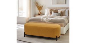 Pender Pin Leg Ashton Weave Upholstery Long Bench – Goldenrod