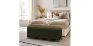 Pender Pin Leg Ashton Weave Upholstery Long Bench – Hunter Green