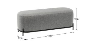 Pender Pin Leg Ashton Weave Upholstery Long Bench - Stone Grey (10)