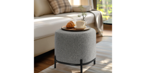 Pender Pin Leg Ashton Weave Upholstery Ottoman Stool – Stone Grey