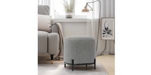 Pender Pin Leg Ashton Weave Upholstery Ottoman Stool – Stone Grey