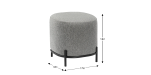 Pender Pin Leg Ashton Weave Upholstery Ottoman Stool – Stone Grey