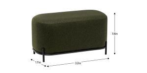 Pender Pin Leg Ashton Weave Upholstery Short Bench – Hunter Green