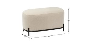 Pender Pin Leg Ashton Weave Upholstery Short Bench – Oatmeal Cream