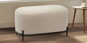 Pender Pin Leg Ashton Weave Upholstery Short Bench – Oatmeal Cream