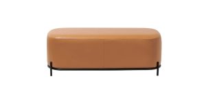 Pender Pin Leg Flat Grain Vegan Faux Leather Long Bench – Caramel