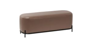 Pender Pin Leg Flat Grain Vegan Faux Leather Long Bench – Cocoa