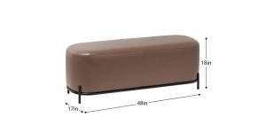 Pender Pin Leg Flat Grain Vegan Faux Leather Long Bench - Cocoa (10)