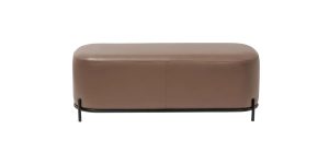 Pender Pin Leg Flat Grain Vegan Faux Leather Long Bench - Cocoa (3)