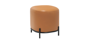 Pender Pin Leg Flat Grain Vegan Faux Leather Ottoman Stool – Caramel