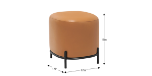 Pender Pin Leg Flat Grain Vegan Faux Leather Ottoman Stool – Caramel