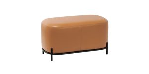 Pender Pin Leg Flat Grain Vegan Faux Leather Short Bench – Caramel