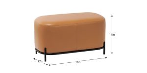 Pender Pin Leg Flat Grain Vegan Faux Leather Short Bench – Caramel