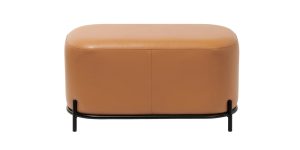 Pender Pin Leg Flat Grain Vegan Faux Leather Short Bench – Caramel