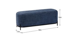 Pender Pin Leg Newport Weave Upholstery Long Bench – Blue