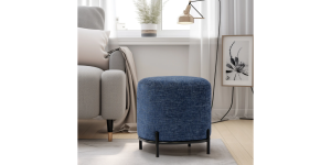 Pender Pin Leg Newport Weave Upholstery Ottoman Stool – Blue