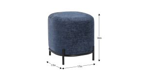 Pender Pin Leg Newport Weave Upholstery Ottoman Stool – Blue