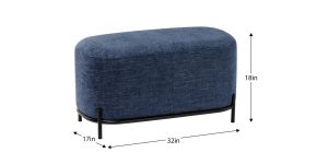 Pender Pin Leg Newport Weave Upholstery Short Bench – Blue