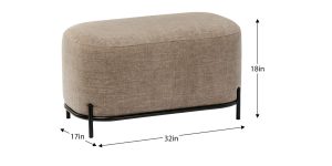 Pender Pin Leg Newport Weave Upholstery Short Bench – Taupe