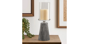 Sierra Glass Hurricane 13h” Aluminum Pillar Candle Holder