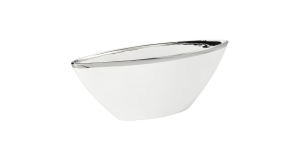 Talia Silver Trim 18″L Ceramic Boat Bowl