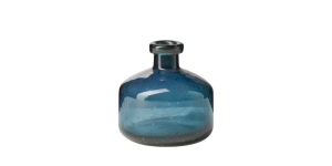 Tito Hand Blown Blue Glass 5h Wide Bottle Vase (1)