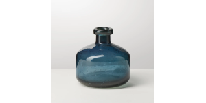 Tito Hand Blown Blue Glass 5h Wide Bottle Vase (2)