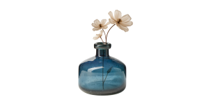 Tito Hand Blown Blue Glass 5h Wide Bottle Vase (3)